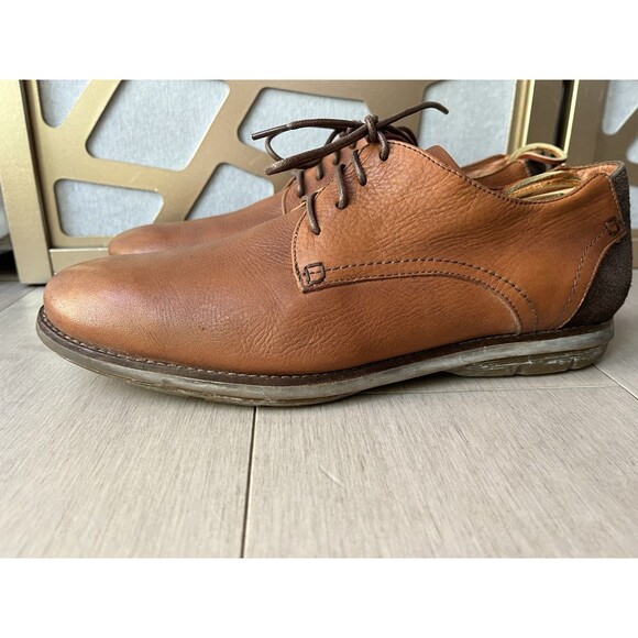 De La Rentis Men Oxford Derby Leather Brown Shoes Sz 10 M - Picture 1 of 13